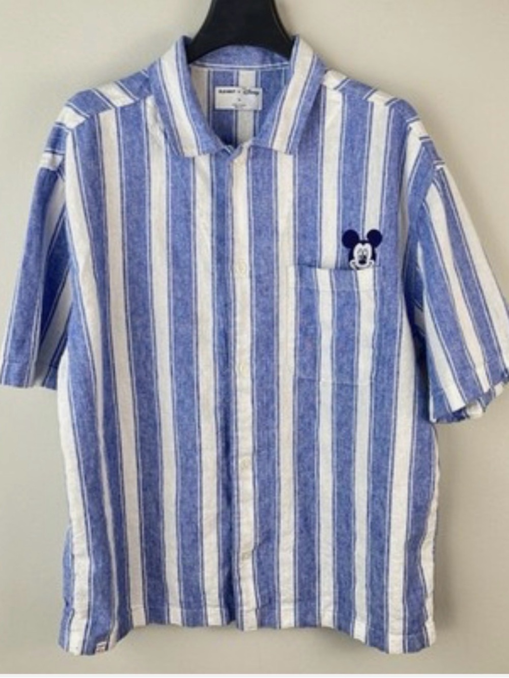 Old Navy Blue Stripe Mickey Pocket button shirt Medium